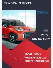 TOYOTA SIENTA 2022-2023 OWNERS MANUAL IN ENGLISH